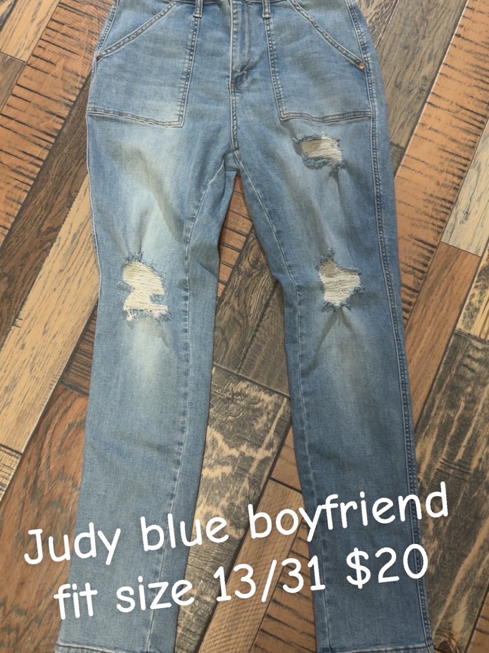 Judy Blue Light Blue Distressed Boyfriend Jeans